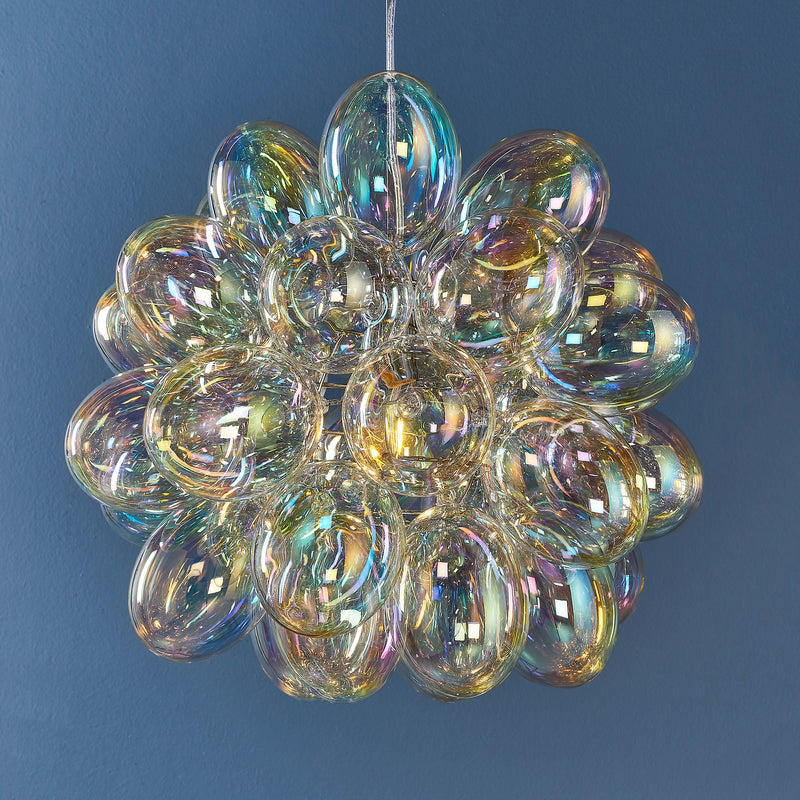 Infinity 1lt Pendant in Chrome Plate & Iridescent Glass (80123)