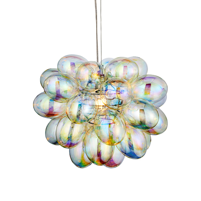 Infinity 1lt Pendant in Chrome Plate & Iridescent Glass (80123)