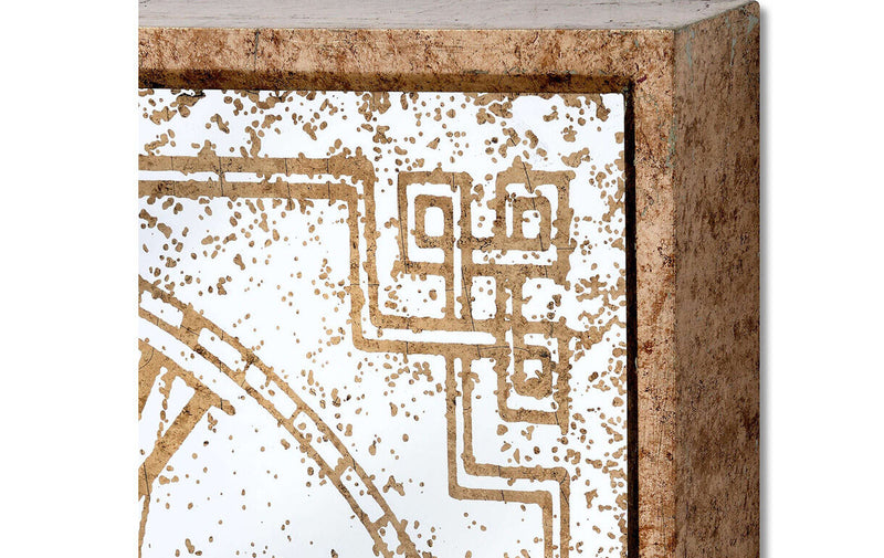 Hill Interiors Mirrored Clock With Moving Mechanism Gold (Square)