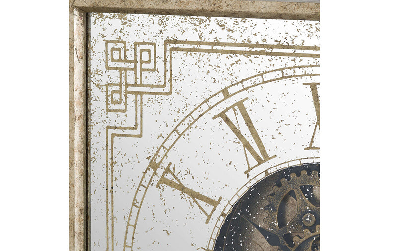 Hill Interiors Mirrored Clock With Moving Mechanism Gold (Square)