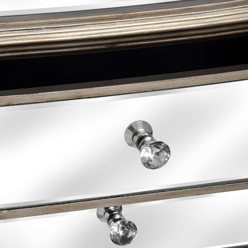 The Belfry Collection Three Drawer Mirrored Bedside