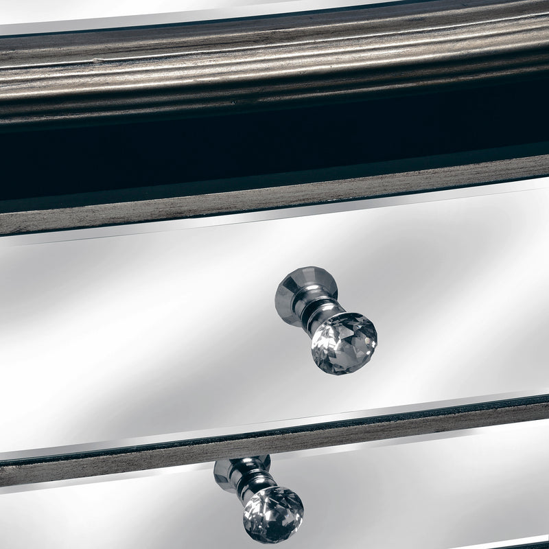 The Belfry Collection Three Drawer Mirrored Bedside