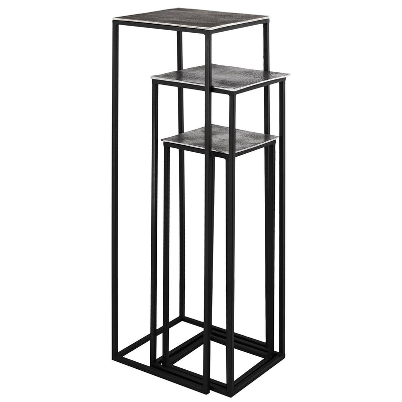 Farrah Collection Silver set of Three large Display Tables