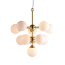 OSCAR 11 LIGHT PENDANT IN BRUSHED BRASS WITH GLOSS WHITE GLASS
