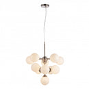 Oscar 11 Light Pendant in Satin Nickel with Gloss White Glass