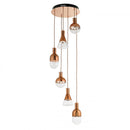 Giamatti 6 Light Pendant - Clear & Copper Glass, Copper Plate