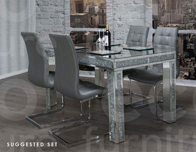 Dining Room Diamond Table Set Glass Dining Crushed Diamond Dining