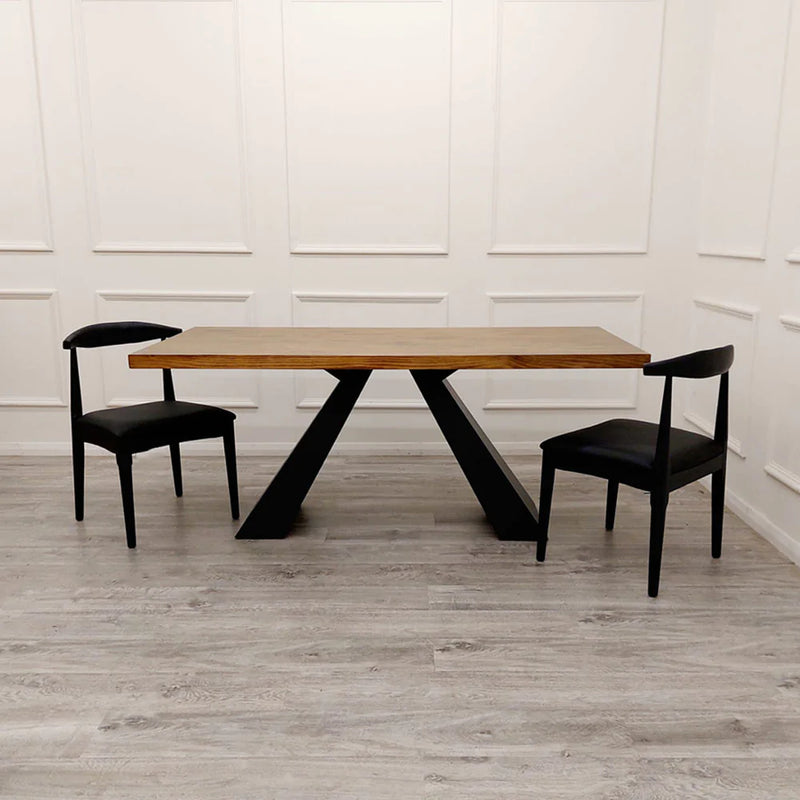 Axel 1.8 Dining Table Solid wood top with Matt Black Metal Legs