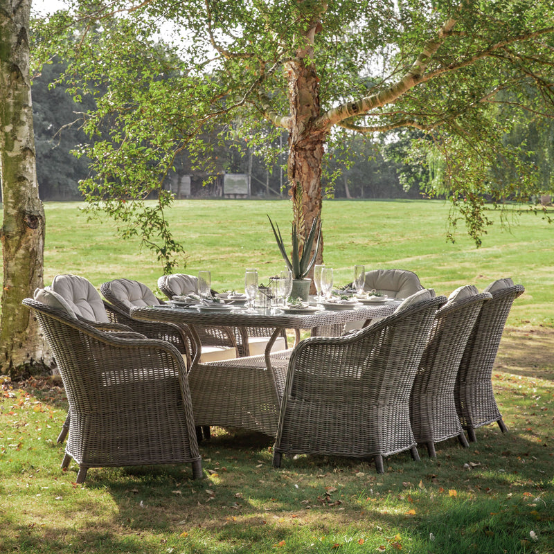 Calvi 8 Seater Outdoor Dining Set Natural Beige or Grey Colour with Table x 1 / Chair x 8