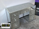 Diamond Crush Mirrored Dressing Table 7 Drawer