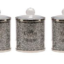 Set of 3 Crushed Diamond Tea Coffee Sugar Storage Canister Jars Pot Container