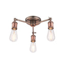 Endon Hal 3 Light Semi Flush Ceiling Light, Aged Pewter & Aged Copper Plate Finish