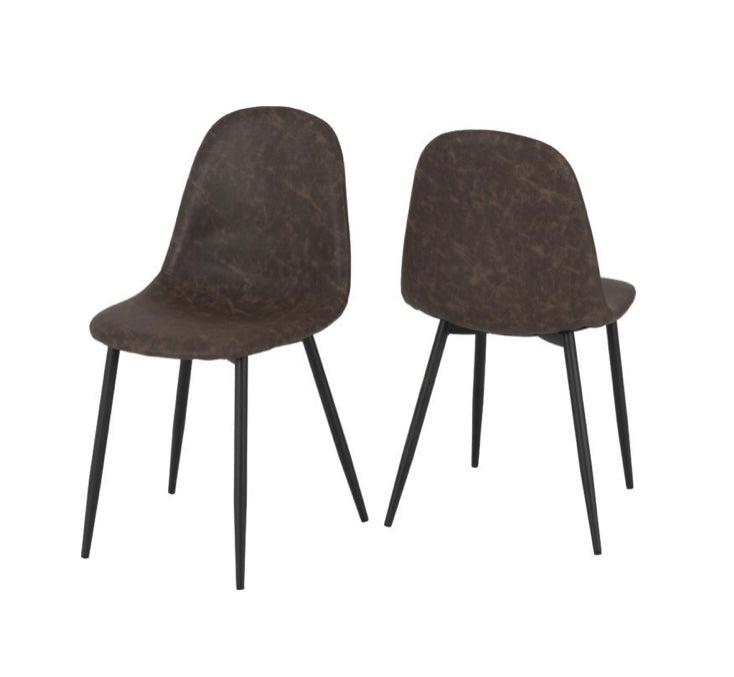 Athens Rectangular Oak Effect Dining Table with 4 Brown PU Faux leather chairs.