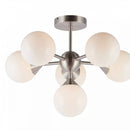 Oscar 6 Light Semi Flush Satin Nickel & Gloss White Glass