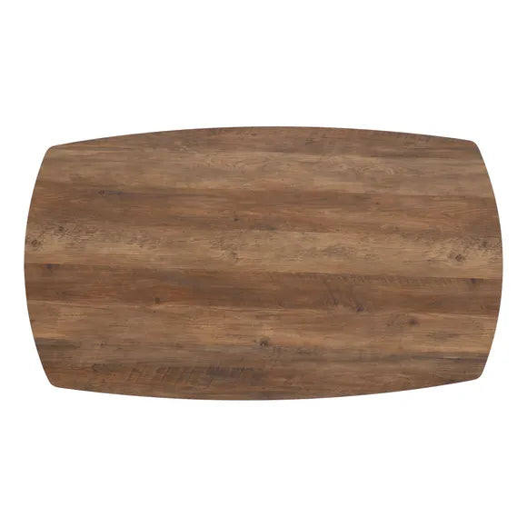 Athens Rectangular Oak Effect Dining Table with 4 Brown PU Faux leather chairs.