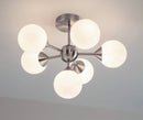 Oscar 6 Light Semi Flush Satin Nickel & Gloss White Glass
