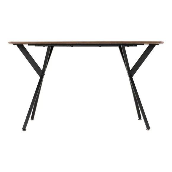 Athens Rectangular Oak Effect Dining Table with 4 Brown PU Faux leather chairs.