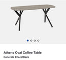 ATHENS OVAL COFFEE TABLE GREY CONCRETE EFFECT