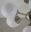 Oscar 6 Light Semi Flush Satin Nickel & Gloss White Glass