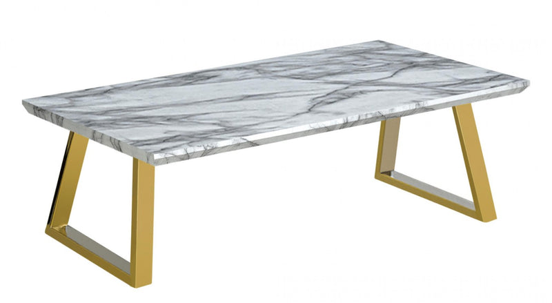 Roma Marble Effect Dining Table with Gold Legs