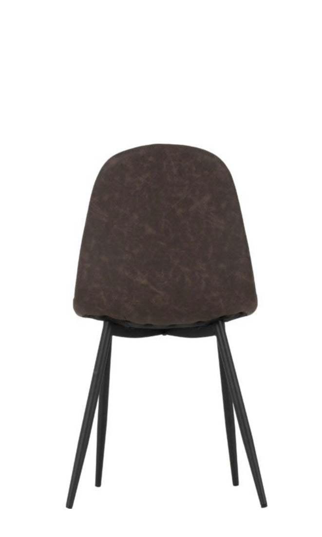 Athens Rectangular Oak Effect Dining Table with 4 Brown PU Faux leather chairs.