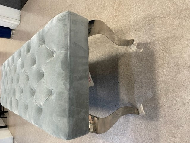 Stunning luxury grey velvet Louis dining bench 140cm wide, Light  grey dining bench