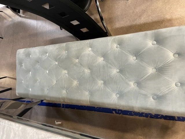 Stunning luxury grey velvet Louis dining bench 140cm wide, Light  grey dining bench