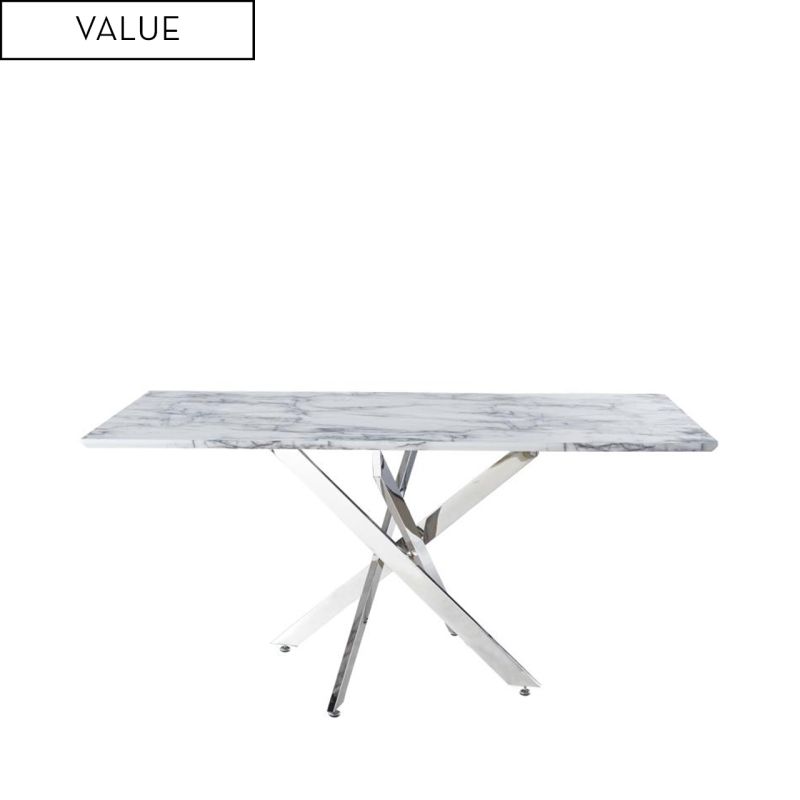 Nova 160cm Chrome Dining Table With Marble Top