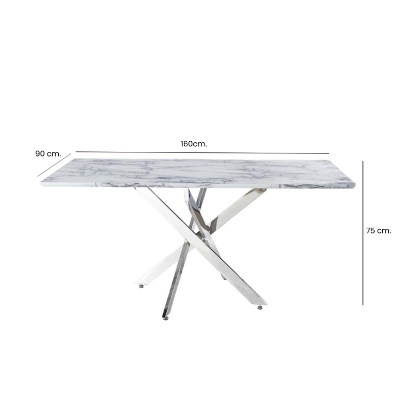 Nova 160cm Chrome Dining Table With Marble Top