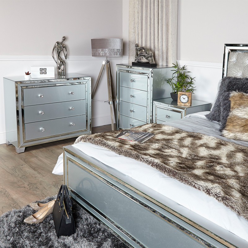Grey Manhattan Mirror 3 Drawer Chest