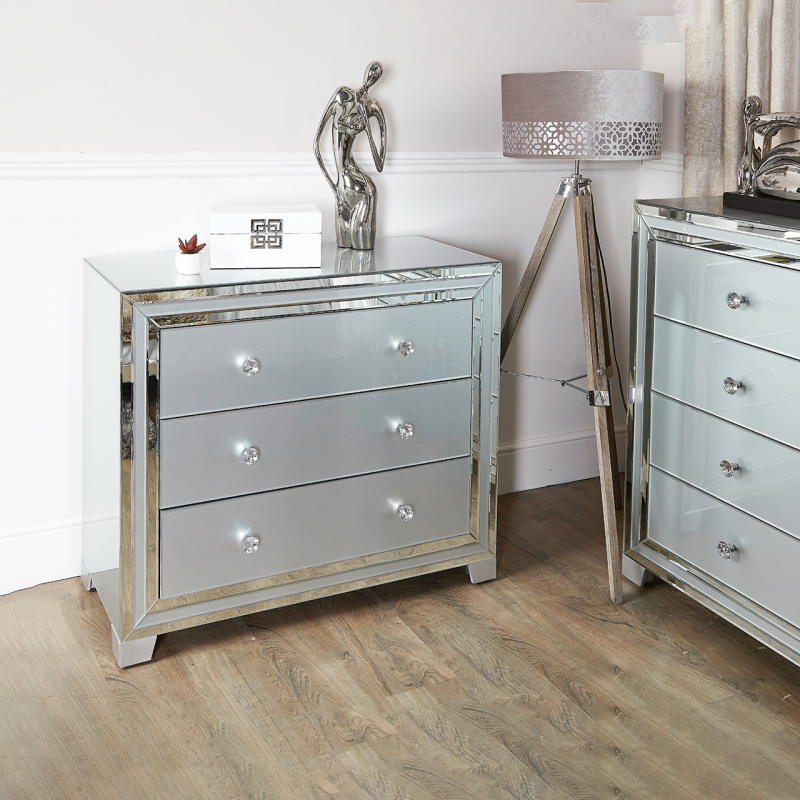 Grey Manhattan Mirror 3 Drawer Chest