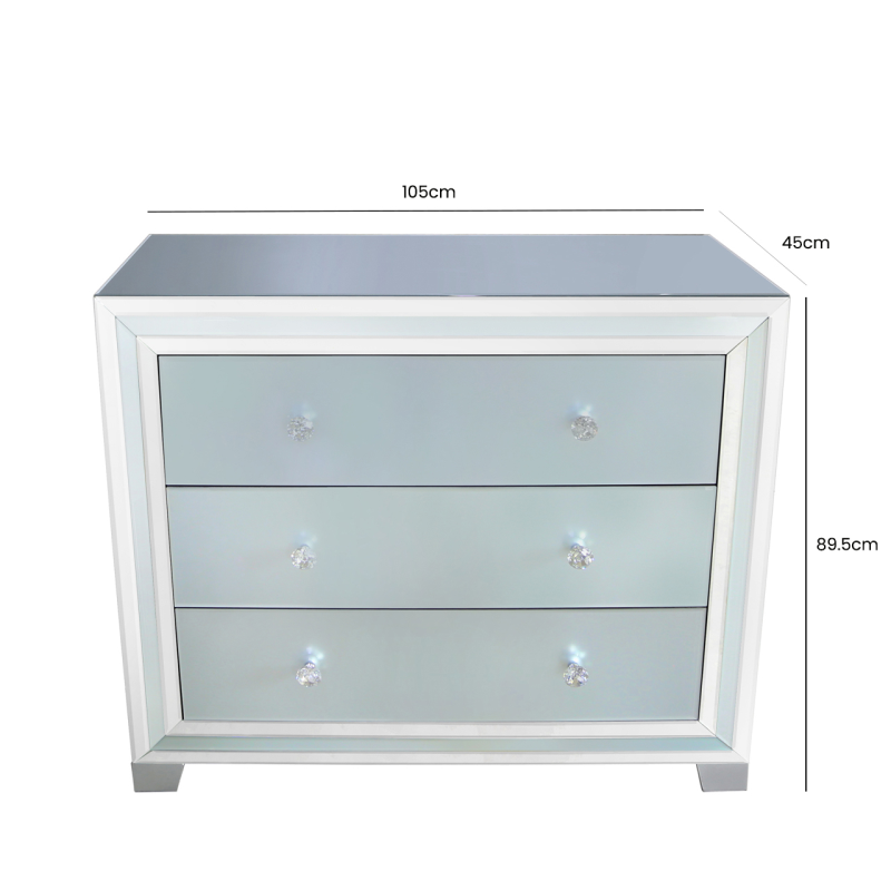 Grey Manhattan Mirror 3 Drawer Chest