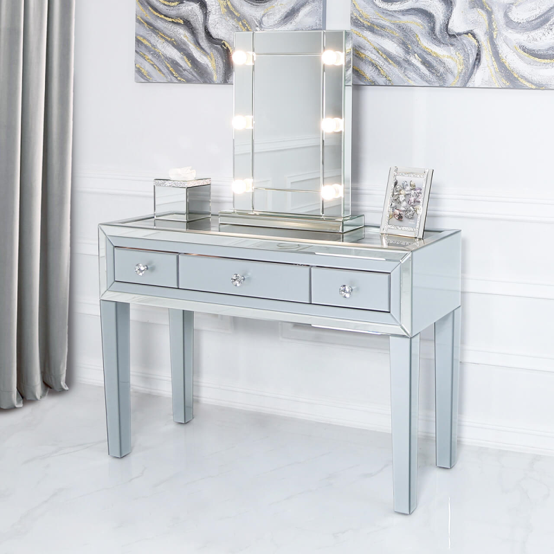 Grey Manhattan Mirror 3 Drawer Dressing Table
