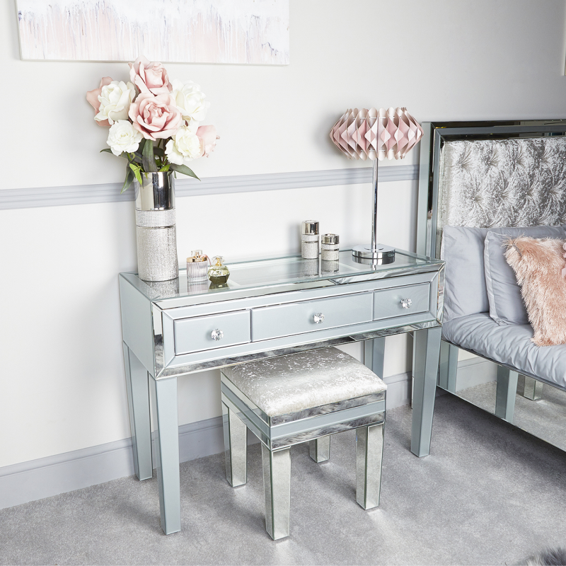 Grey Manhattan Mirror 3 Drawer Dressing Table