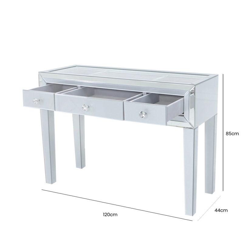 Grey Manhattan Mirror 3 Drawer Dressing Table
