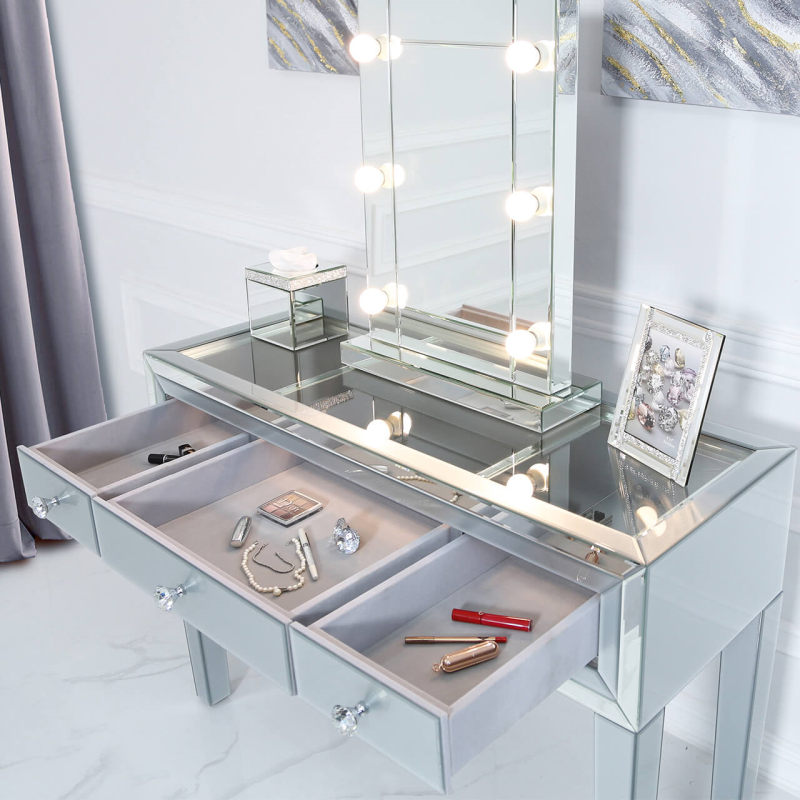 Grey Manhattan Mirror 3 Drawer Dressing Table