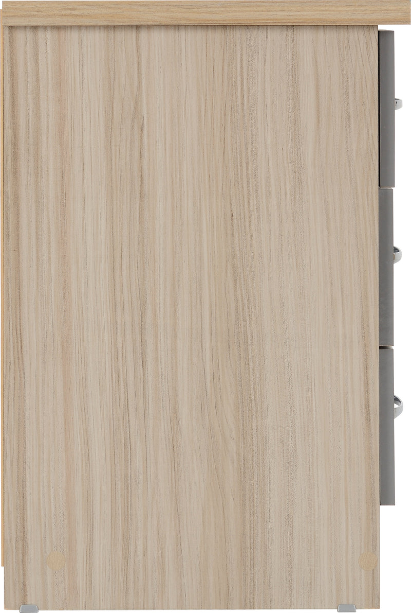 NEVADA 3 DRAWER BEDSIDE GREY GLOSS