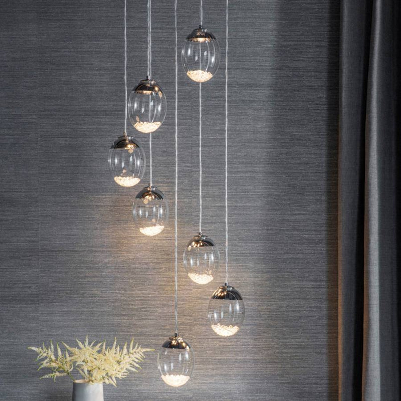 Oria 7 Light Ceiling Cluster Pendant Polished Chrome
