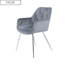 VALUE STELLA GREY VELVET DINING CHAIR