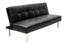 Venus 3 Seater Black Faux Leather or Brown Faux leather PVC Sofa Bed with Chrome Metal Frame Legs